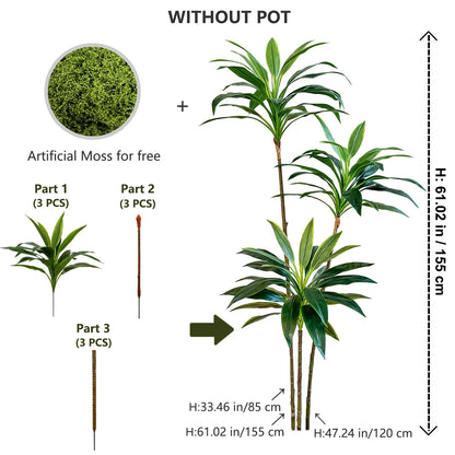 50-225CM Artificial Green Dracaena Plant Tree Indoor Outdoor Ornament Fake Plant for Home Garden Room Wedding Decor Halloween