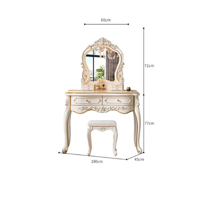 Trendy Unique Nordic Vanity Table Vintage Luxury Drawer Design Vanity Table Makeup Elegant Scrivania Makeup Bedroom Furniture