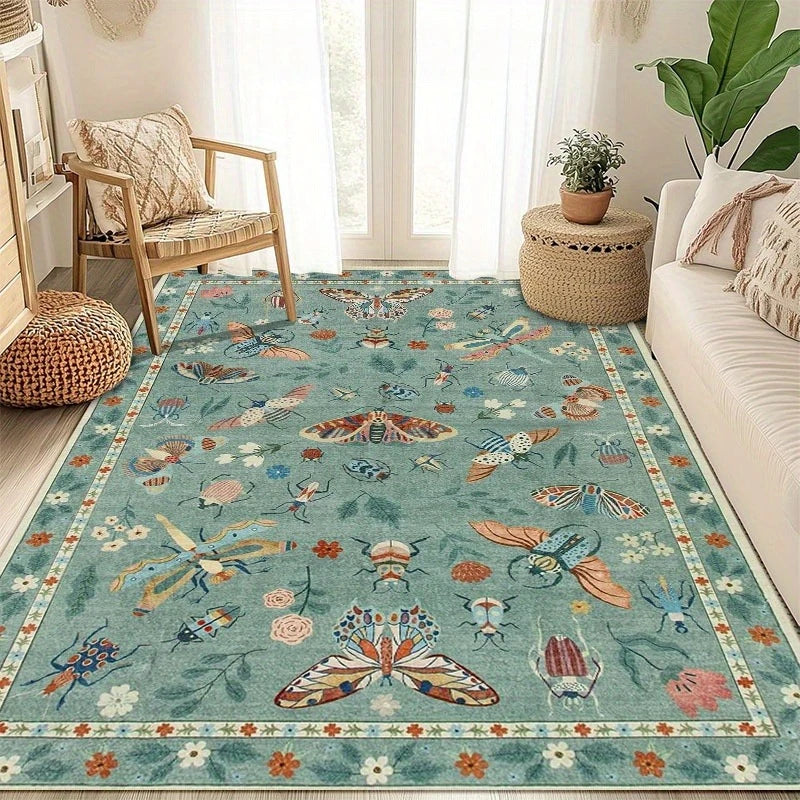 Insect Print Area Rugs, Non Slip Washable Rugs for Living Room,Modern Bedroom Rug Under Bed Large Carpet for Room Decor