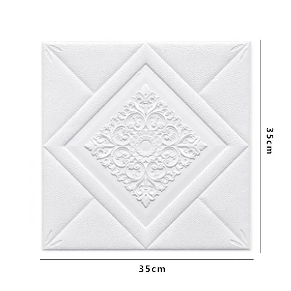 35*35cm 3D Foam Ceiling Waterproof Anti-collision Wall Stickers Peel and Stick Self-adhesive Background Wallpaper Bed Room Decor