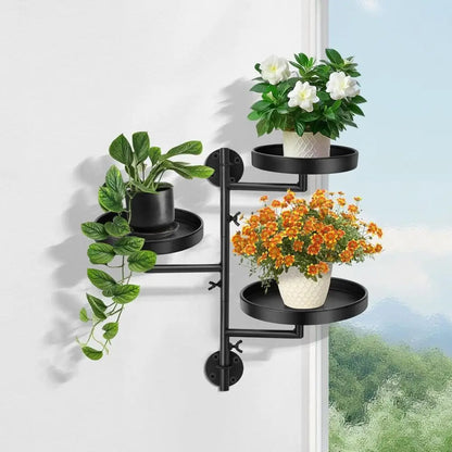 Wallpaper Green Plant Potted Rotating window plant stand Waterproof Creative Metal plant frame Simple Wall plant support Home