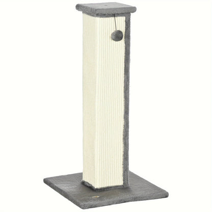 32" Tall Sisal Cat Scratching Post, PawHut Vertical Claw Scratcher For Indoor Cats And Kittens With Hanging Ball And Soft Plush