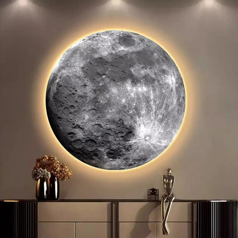 Living Room Luxury Round Hanging Decorative Bedroom Bed Moon Light Frameless Lamp Painting Mural Miniatures Groot Art Funny Gift