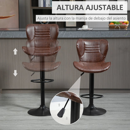 Homcom Set of 2 Height-Adjustable Swivel Bar Stools with Footrest