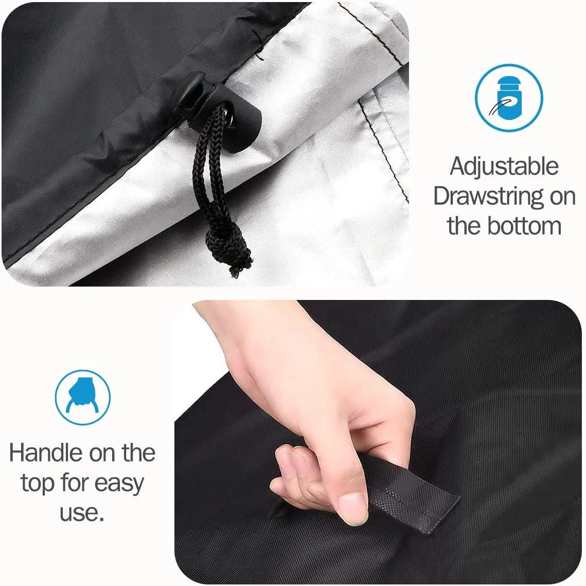 210D Cloth Cylindrical BBQ Cover With Top Handle,Outdoor Oven Cover PU Waterproof Coating Protection Hood Round Grill Cover