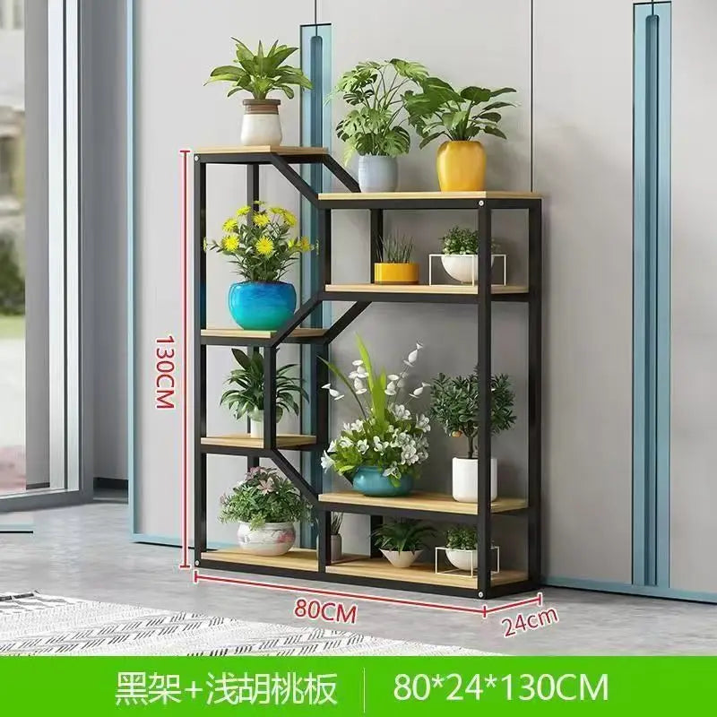 Flower Rack Indoor Living Room Floor-to-ceiling Multi-layer Flower Rack Balcony Wrought Iron Flower Pot Hanger Office Partition
