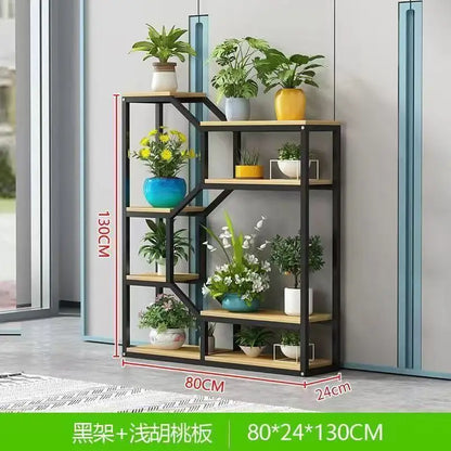 Flower Rack Indoor Living Room Floor-to-ceiling Multi-layer Flower Rack Balcony Wrought Iron Flower Pot Hanger Office Partition