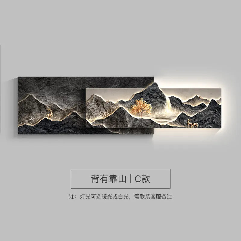 Modern Living Room Decoration Painting Led Luxury Sofa Background Wall Painting Lamp Landscape Luster Hanging Home Appliance