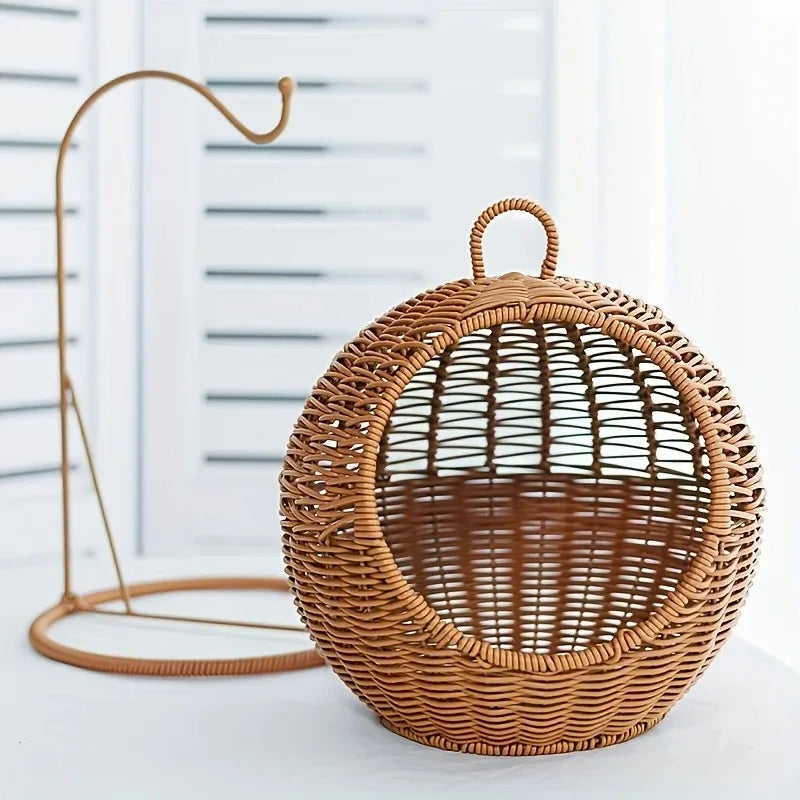 Luxury Hand Woven Cat Hammack Bed Pet Bed Storage Basket Comfortable Heavy Carton for Small Pets Pet Supplies