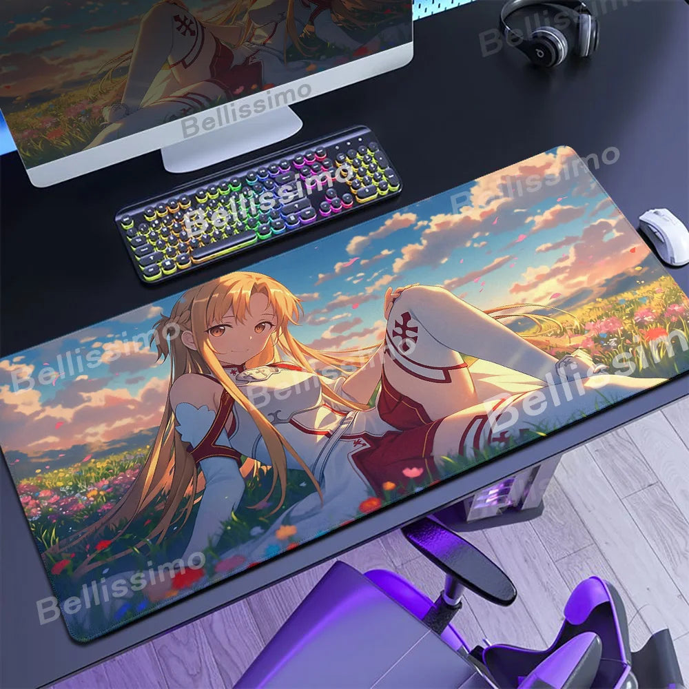 Anime Many Exquisite Wallpaper Sword Art Online SAO Mouse Pad Pretty Asuna Mousepad Non-slip Wear-resistant Game Large Desk Mats