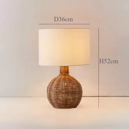 Rustic table lamps Wabi-sabi style rattan table lamp Designer Art brown lamp Hotel Study Home Decoration Bedroom Bedside lights