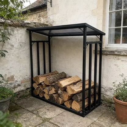 Premium Powder Coated Firewood Log Storage Holder for Fire Pit Patio Deck Rust Solid Construction Practical Firewood