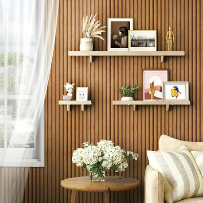 Self Adhesive Wall Paneling Peel and Stick 3D Wallpaper Waterproof Bedroom Feature Wall Decor Faux Wood Slat Design