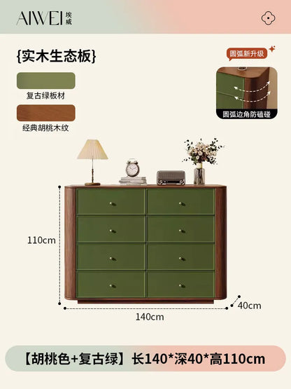 Vintage Rustic Cabinet Green Wooden French Small Apartment Cabinet 6 Drawers Storage Armoire De Rangement Home Accessories