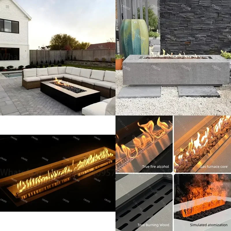 CRUISE 1250*750*400mm Outdoor BBQ Kitchen Garden Stove Natural Corner Fire Pit Table Fireplace
