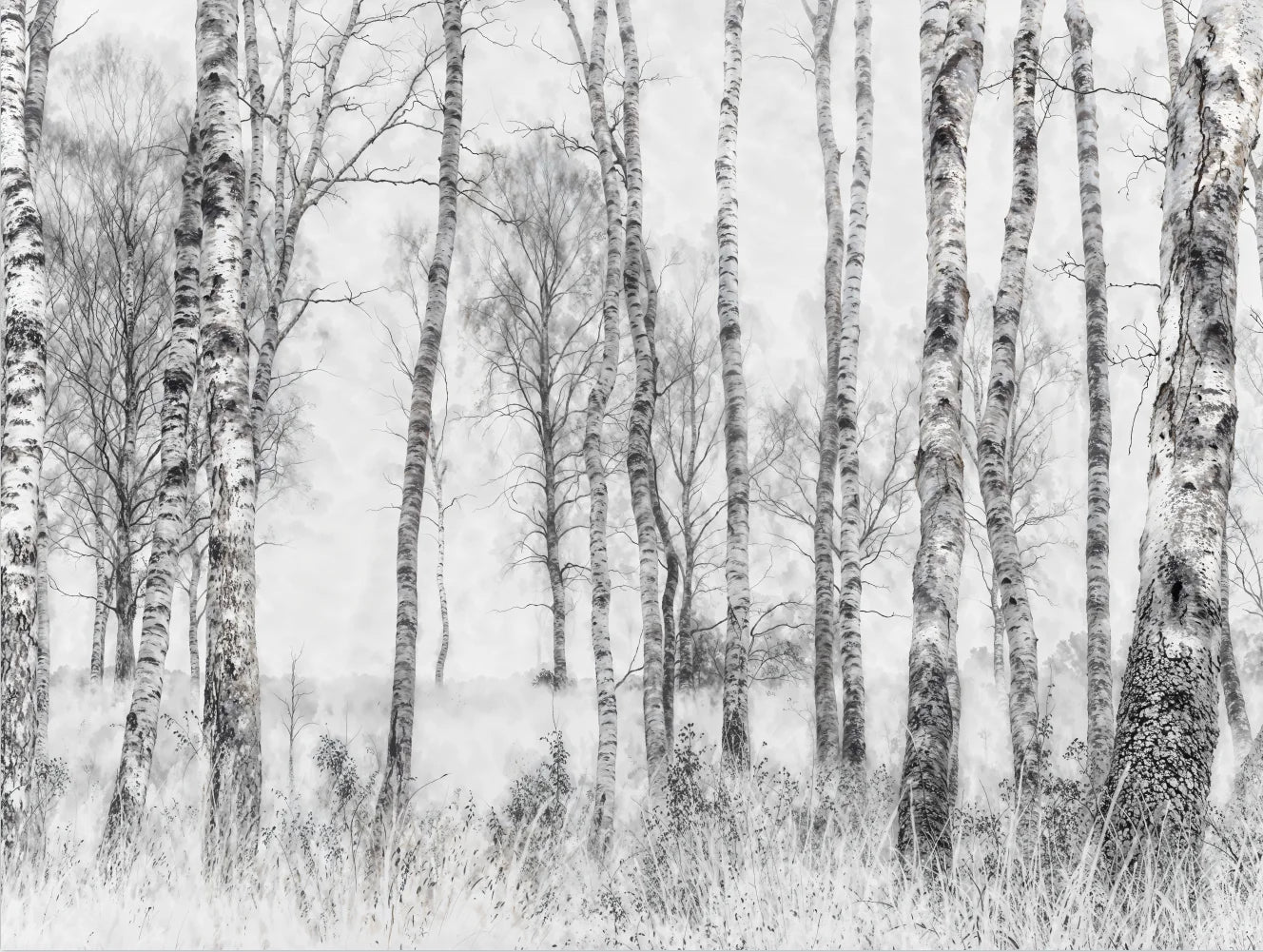 Customized French Wallpaper TV Background Wall Wallpaper Hand Drawn Black and White Forest Living Room Bedroom Papier Peint