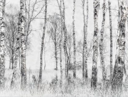 Customized French Wallpaper TV Background Wall Wallpaper Hand Drawn Black and White Forest Living Room Bedroom Papier Peint