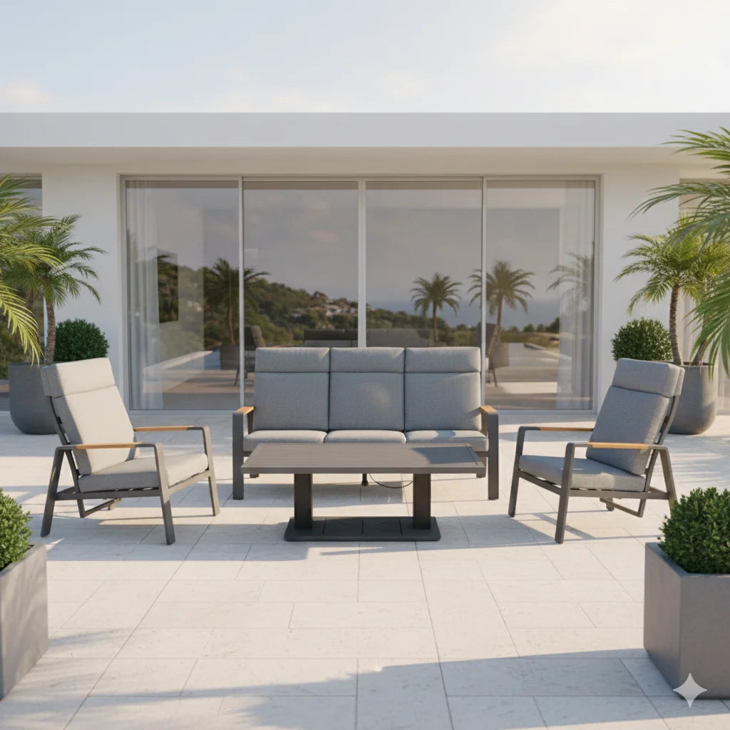 Outdoor Garden Sofa Set Luxury Modern Outdoor Furniture with Aluminum Frame Garden Dining Set & Elegant Patio Furniture