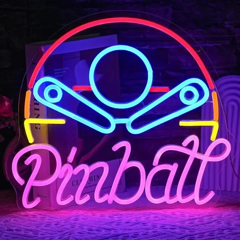Pinball Neon Sign Craftsmanship Premium LED for Vivid Glow Ideal for Game Rooms Bars and Arcades The Decor.