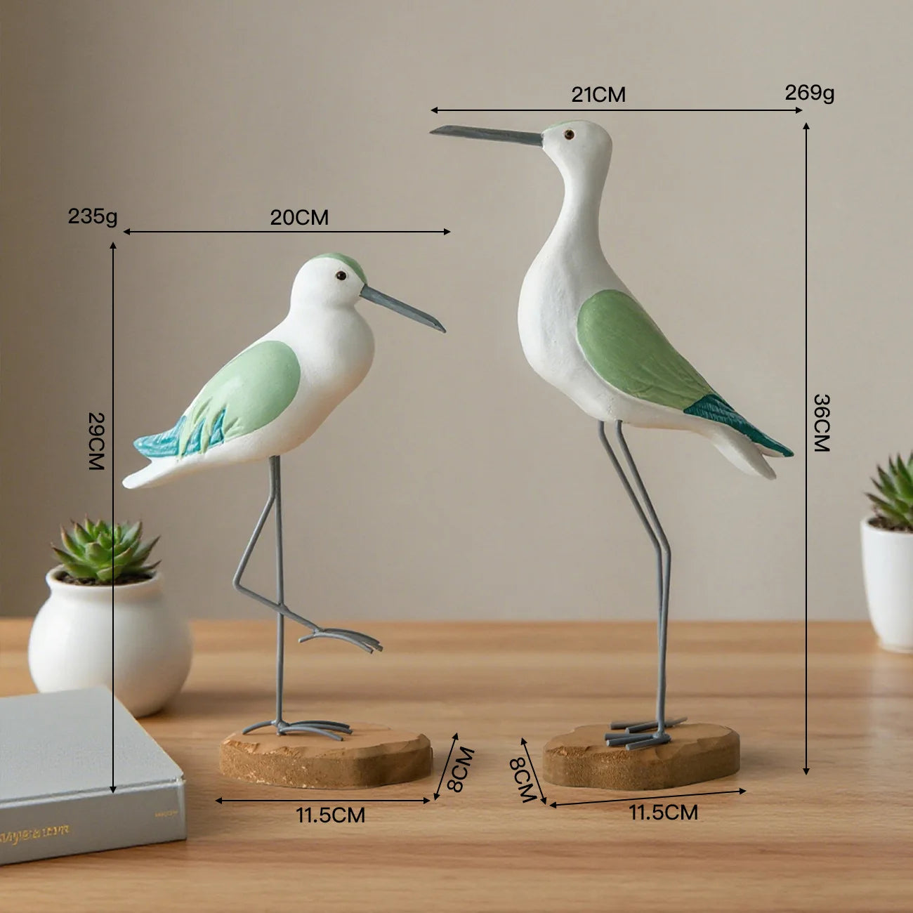 Mediterranean Style Creative Tall Bird Wooden Sculpture Desk Decoration Office Gift Retro Ornaments Exquisite Carving