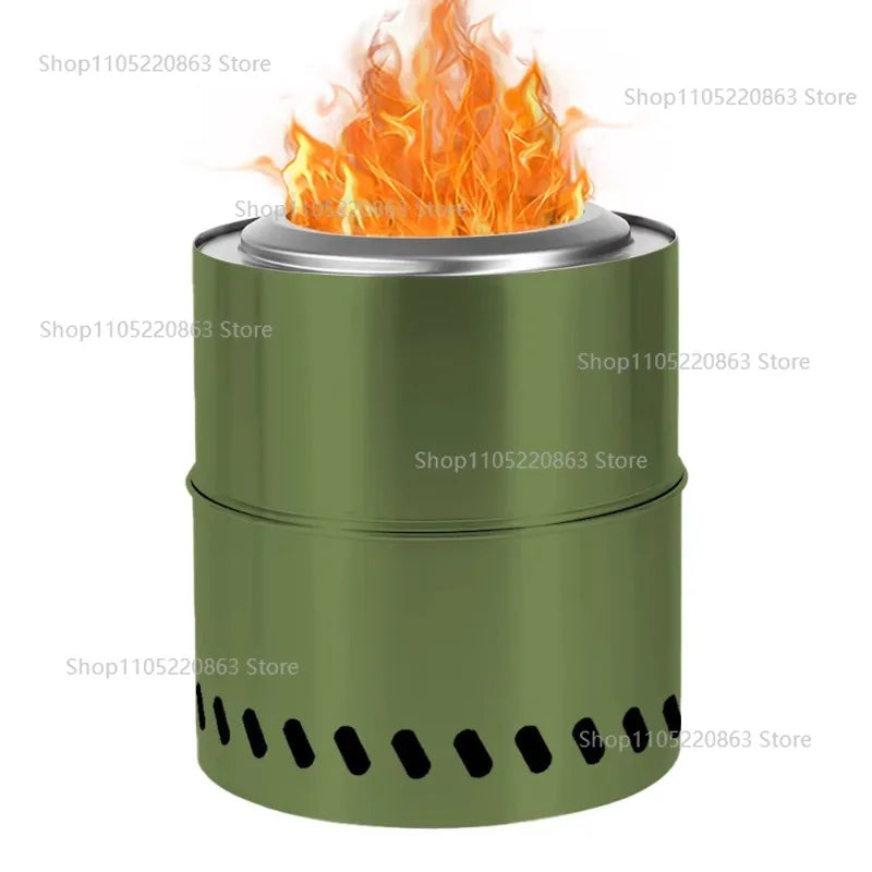 19 Inch Stainless Steel Fire Pit Collapsible BBQ Smokeless Outdoor Heating Wood Burning Stove for Patio Furniture Garden