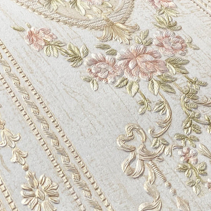American Pastoral Non-Woven Wallpaper 3D Three-Dimensional Background Wall Home Bedroom Living Room Ab Matching Floral Wallpaper