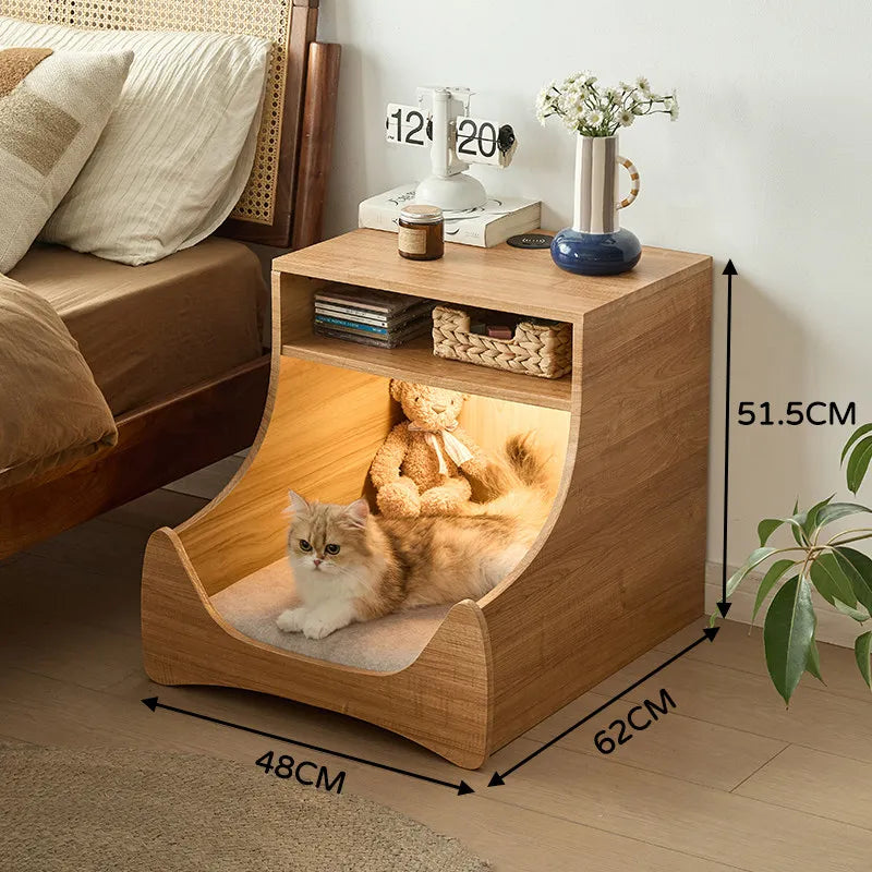 Bedroom Vintage Nightstand Living Room Farmhouse Led Storage Bedside Table Charging Wood Mesita Noche Mid Century Furniture