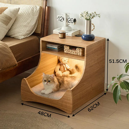 Bedroom Vintage Nightstand Living Room Farmhouse Led Storage Bedside Table Charging Wood Mesita Noche Mid Century Furniture