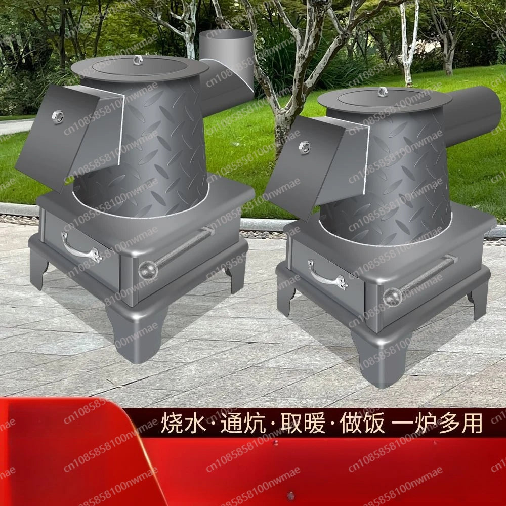 Gas stove indoor heating firewood and coal dual-purpose ultra-thick steel plate household cooking old-fashioned oven