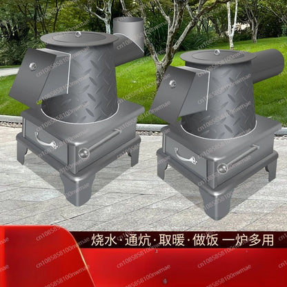 Gas stove indoor heating firewood and coal dual-purpose ultra-thick steel plate household cooking old-fashioned oven