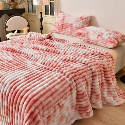 Flannel Blanket Queen Size Spring Autumn Warm Blankets for Bedgradient Color Soft Plush Sofa Throw Blanket