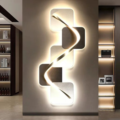 Light luxury entrance hall decoration painting, LED lights, Italian minimalist living room, high-end mural in the corridor