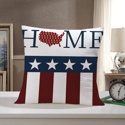 Independence Day of the United States throw pillow cover with short plush print for living room sofa decoration cushion cover