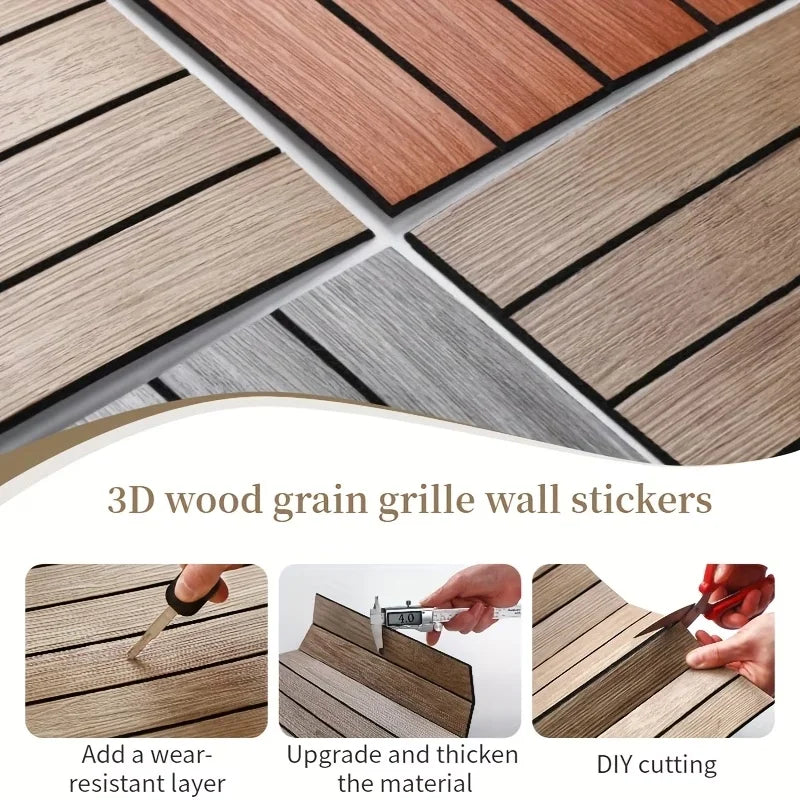 10pcs 40x40cm 3D Stripe Grid Panels，Removable Peel and Stick Wallpaper, Realistic Texture，for Furniture Makeover,Home & Office D