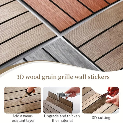 10pcs 40x40cm 3D Stripe Grid Panels，Removable Peel and Stick Wallpaper, Realistic Texture，for Furniture Makeover,Home & Office D