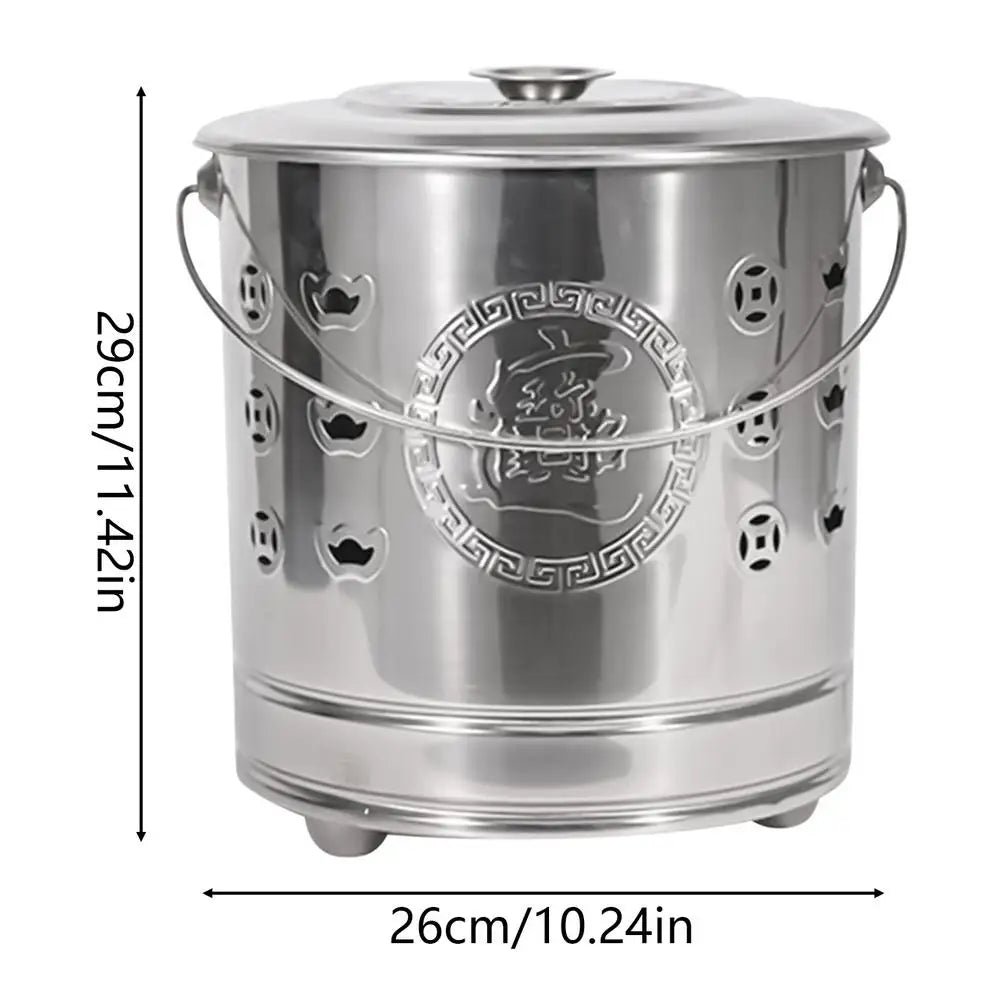 Burn Can for Paper Paper Burner Portable Stainless Cage with Lid Fire Hook And Liner Safe for Patio Garden Balcony Deck Beach