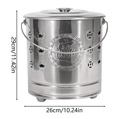 Burn Can for Paper Paper Burner Portable Stainless Cage with Lid Fire Hook And Liner Safe for Patio Garden Balcony Deck Beach