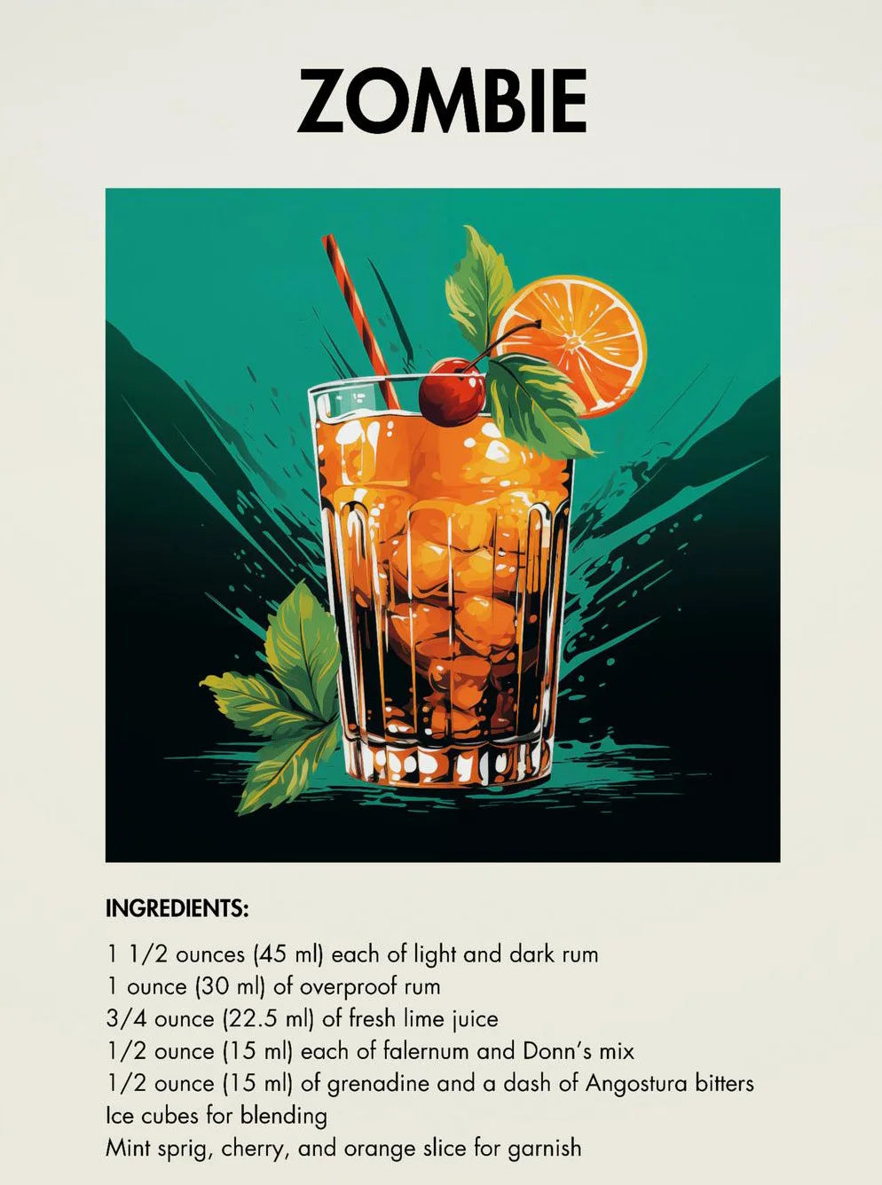 Classic Simple Bar Drinks Liquor Cocktail Bartending Recipe Poster Canvas Art Painting Prints Home Room Bar Wall Decoration