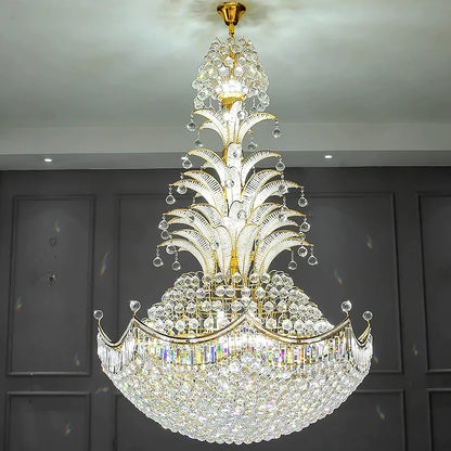 Modern Loft Duplex Villa Living Room Led Crystal Hanging Home Decoration Hollow Mid Floor Light Staircase Long Pendant Light