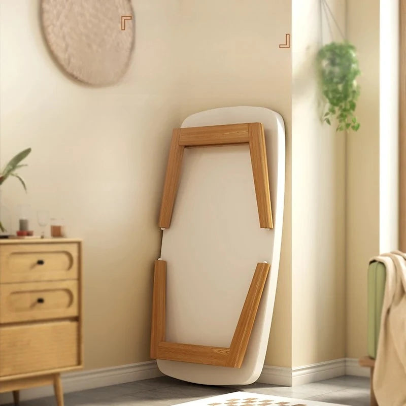 Foldable Solid Wood Coffee Table Space-Saving Multifunctional Desk for Small Apartment Minimalist Modern Kitchen Table