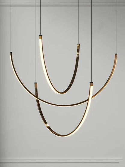 Living Room Study Modern New Lines U Shaped Designer Restaurant Exhibition Hall Chandelier LED Industrial Wind Belt Creativity
