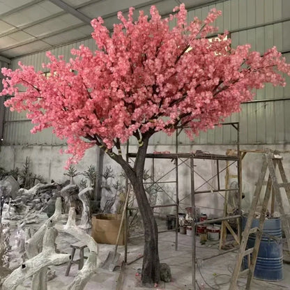 Artificial Pink Cherry Tree Blossom Indoor Outdoor Fake Plant for Home Garden Room Wedding Decoration Christmas Decor