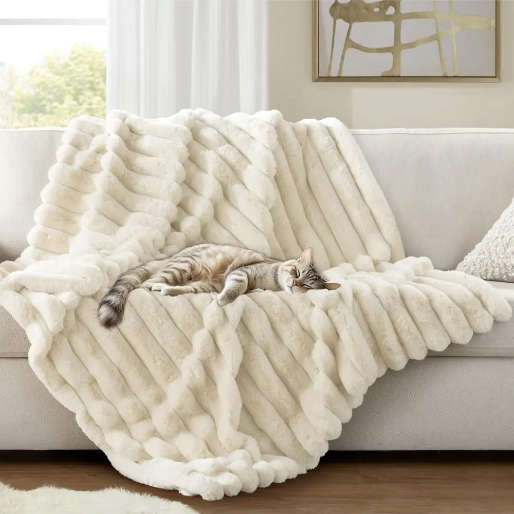 New Cotton Warm Blanket Spandex Solid Color Throw Blanket Skin-Friendly Double Sided Plush Striped Blankets Home Office