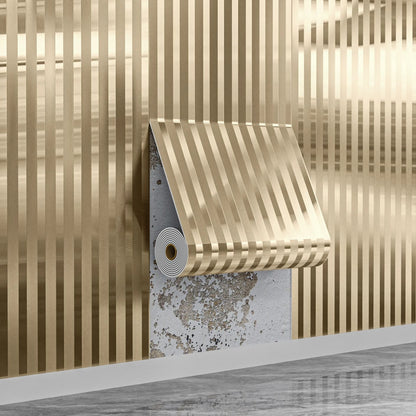 Modern Gold Striped Peel and Stick Wallpaper Shimmering Metallic Design for Bedroom Accent Wall Living Room Furniture Renovation