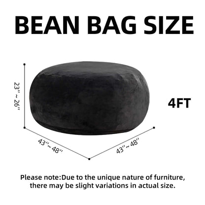 100CM×100CM×60CM, adult beanbag chair with padded beanbag inside, memory foam chair, soft flannel washable cover, ideal reading seat for bedrooms and dorms.