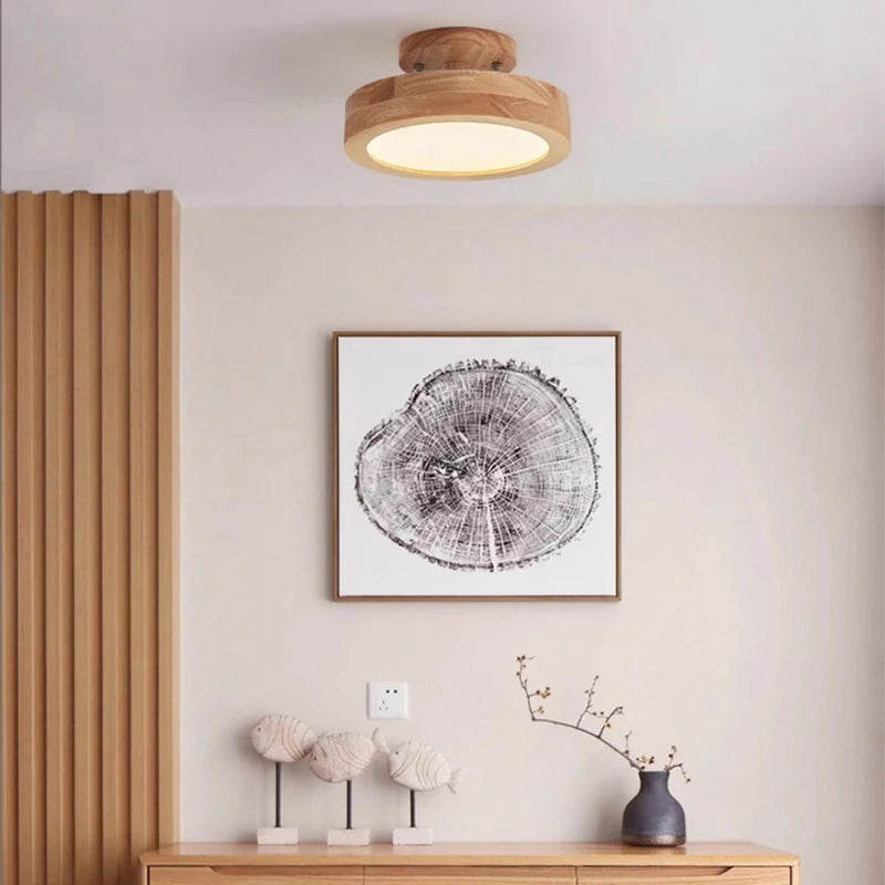 Nordic Living Room Ceiling Lamps Solid Wood Corridor  LED Lamp apanese style  Entrance Balcony Bedroom Headboard Ceiling Lights