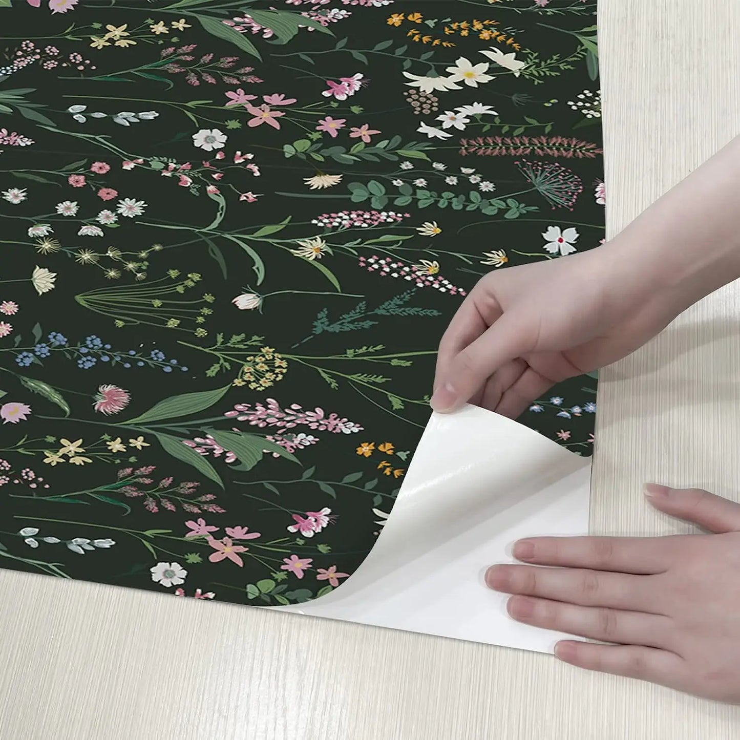 Floral Peel and Stick Wallpaper Vinyl Wallpaper Watercolor Flower Peel and Stick Wallpaper for Kitchen Cabinet Furniture