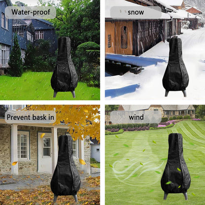 Square Waterproof Fireplace Fire Pit Column Covers Outdoor Furniture Cove Weatherproof Garden Patio Heater Black Large Cover