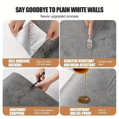 Self-Adhesive Vinyl Wallpaper 3M×40cm Concrete Texture Foam Wall Panels Interior Decor Thickened Waterproof Wall Stickers Home