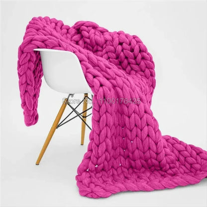 Grey Soft Knitted Blanket Winter Thick Sofa Throw Large Yarn Roving Blanket Chunky Handmade Weight Blankets Nordic Home Decor